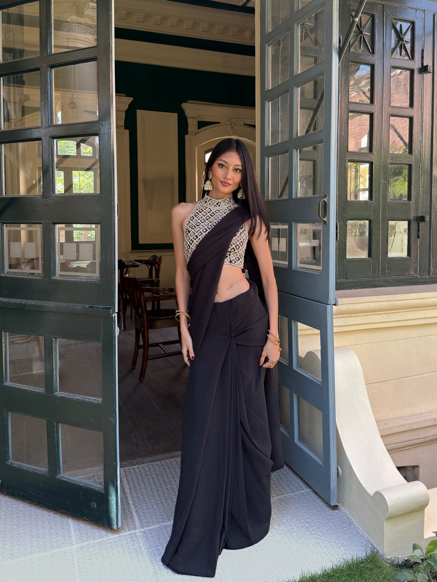 LUPLI Body On Me — Halter Neck Blouse Saree Set