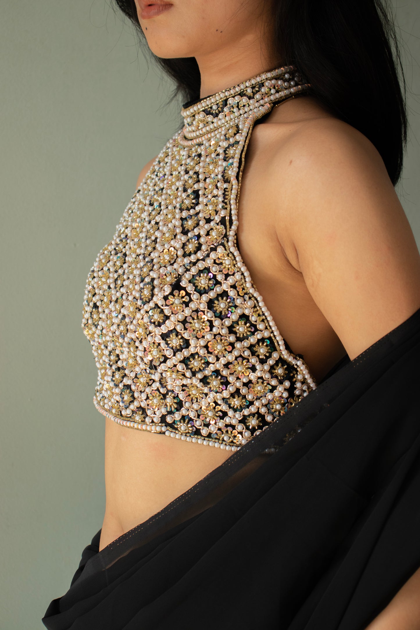 LUPLI Body On Me — Halter Neck Blouse Saree Set