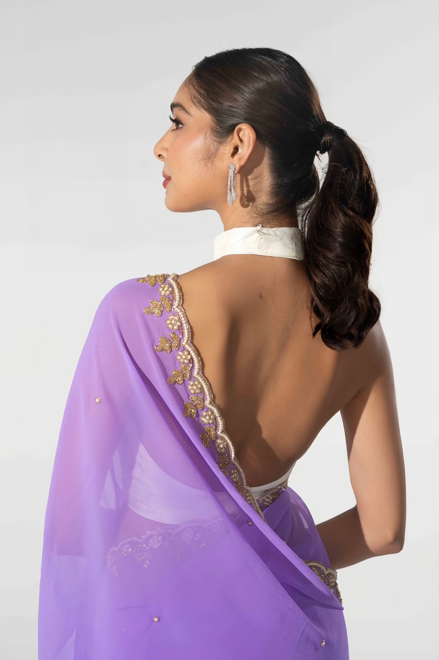 Lilly Purple Hand Embellished Saree