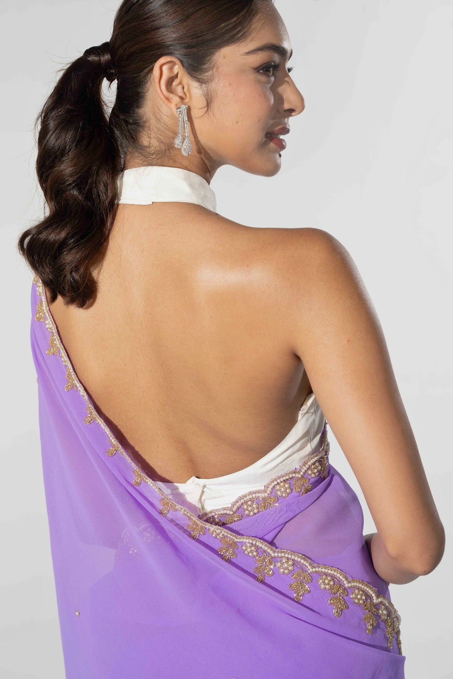 Lilly Purple Hand Embellished Saree