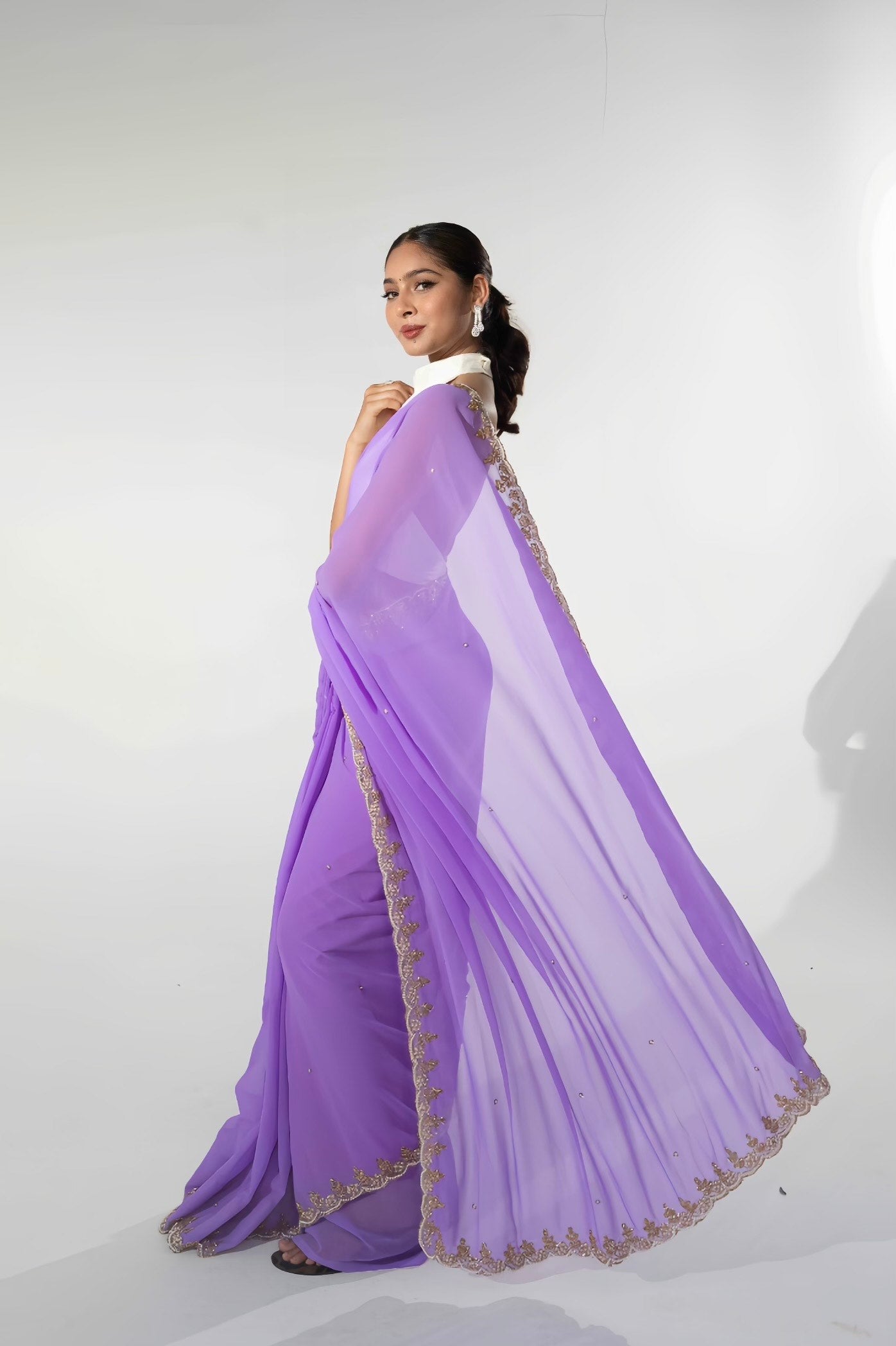 Lilly Purple Hand Embellished Saree