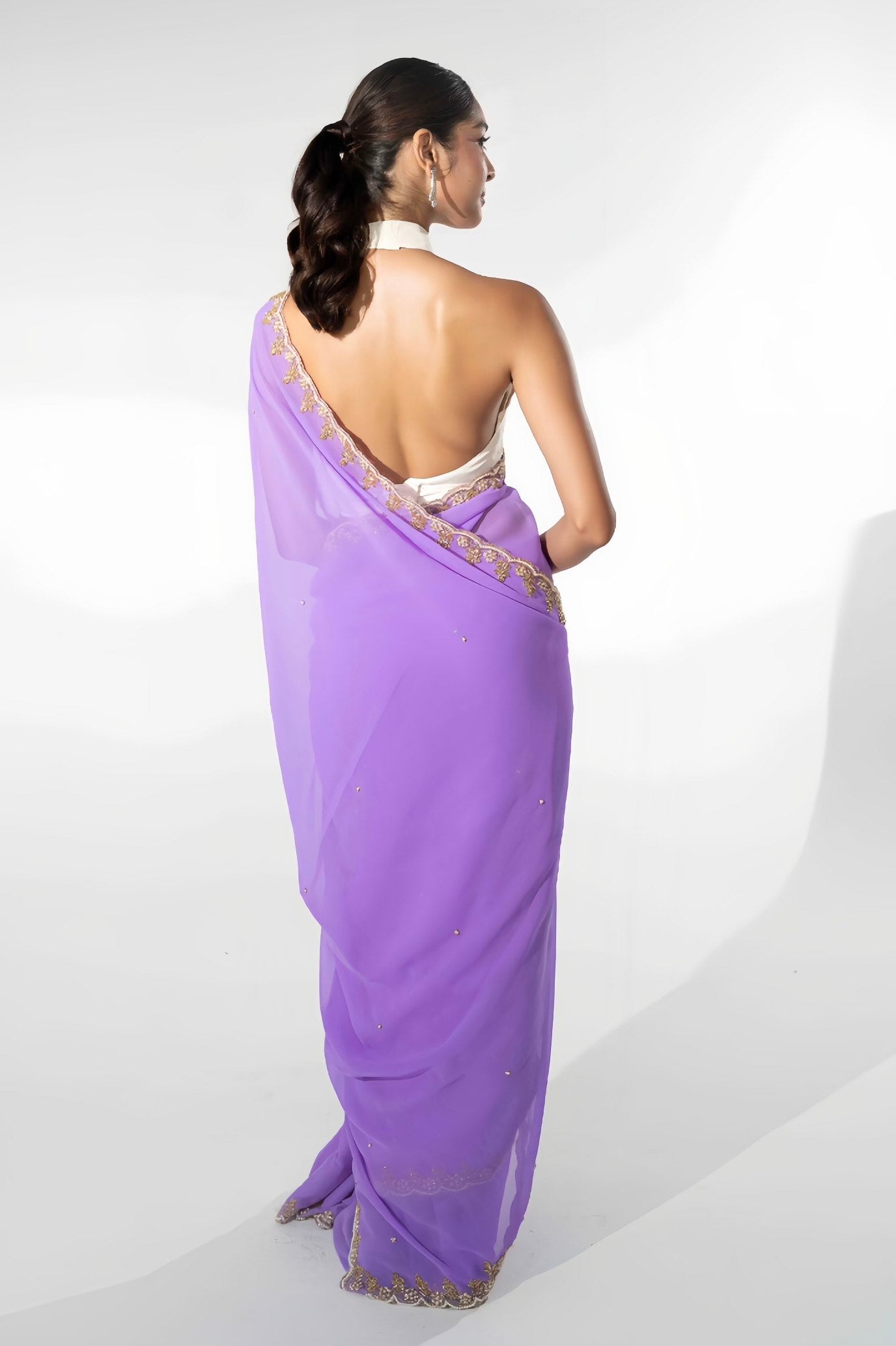 Lilly Purple Hand Embellished Saree