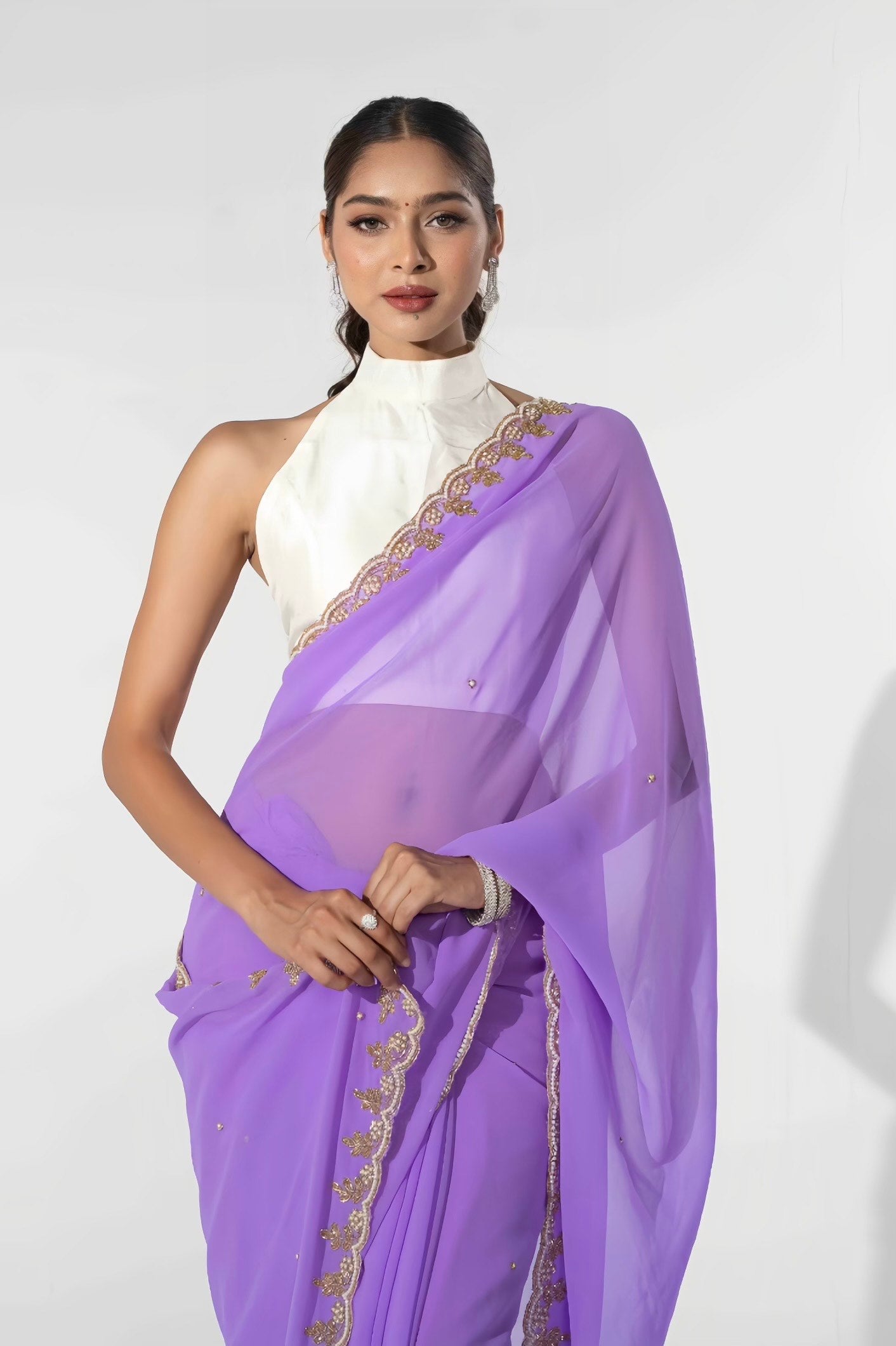 Lilly Purple Hand Embellished Saree