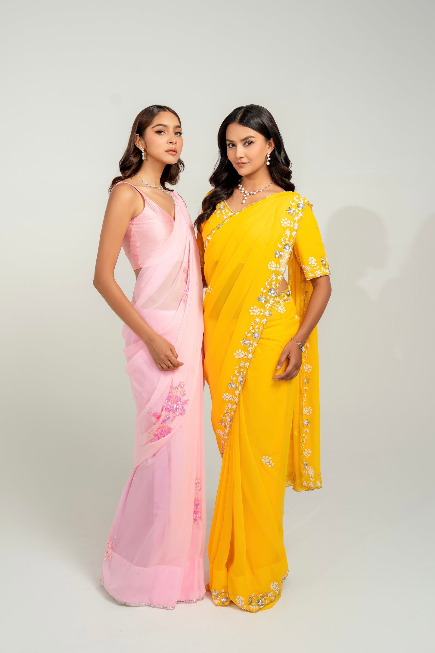 Nam Yellow Hand Embellished Saree