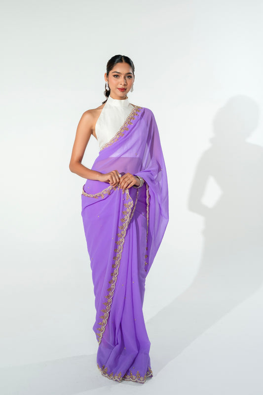 Lilly Purple Hand Embellished Saree