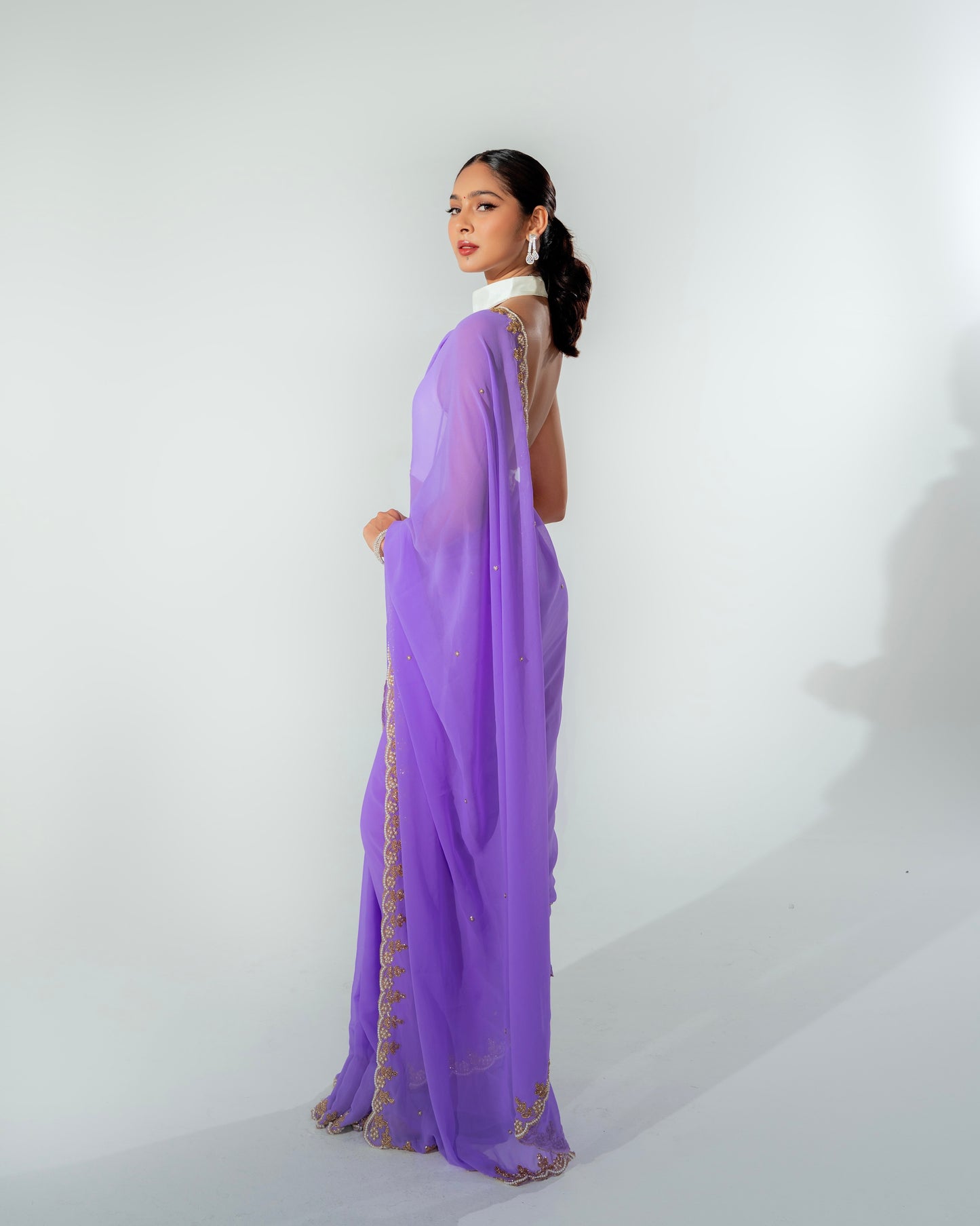 Lilly Purple Hand Embellished Saree