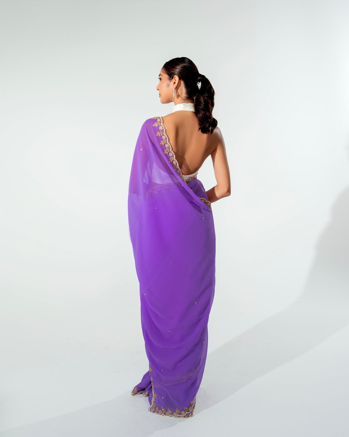 Lilly Purple Hand Embellished Saree