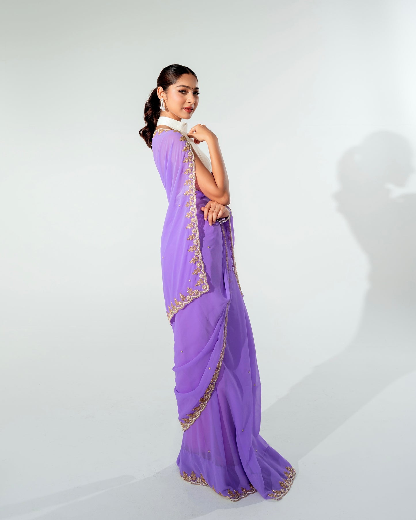 Lilly Purple Hand Embellished Saree