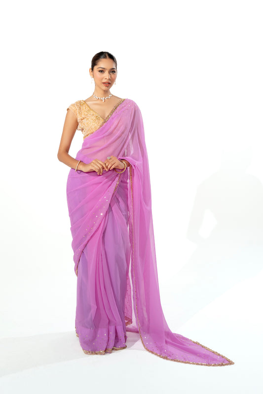 Glabi Blush Pink Hand Embellished Saree