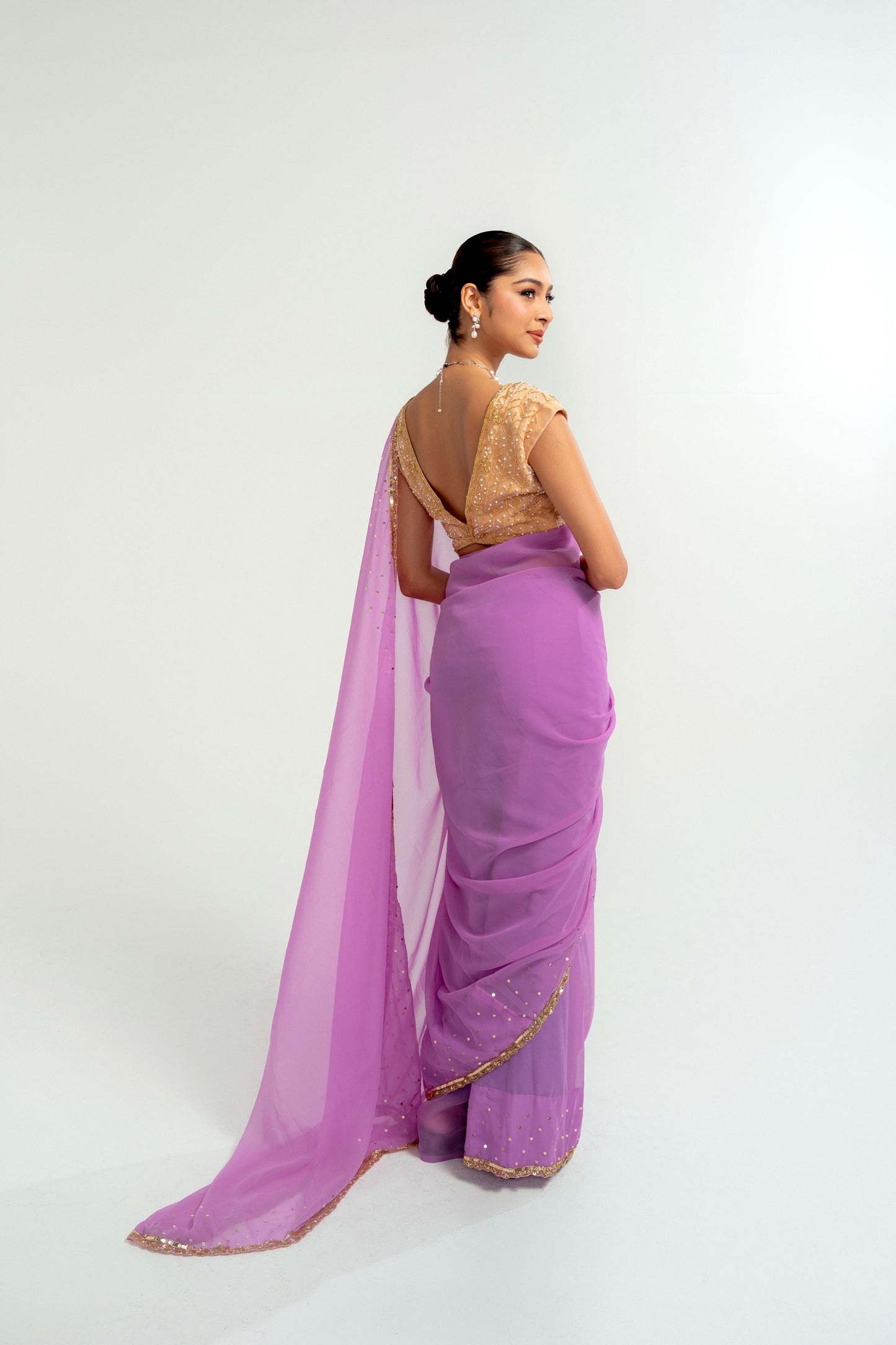 Glabi Blush Pink Hand Embellished Saree