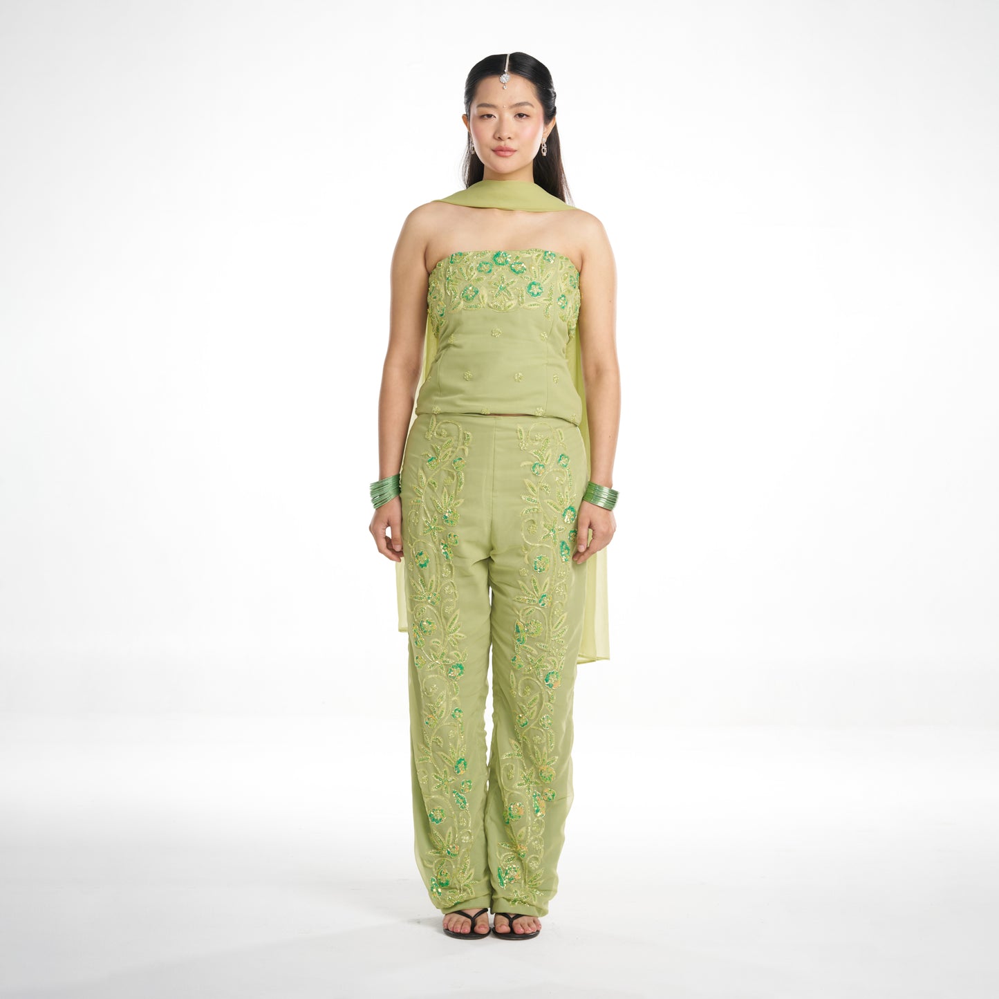 Rani, Pistachio Green Embellished Set