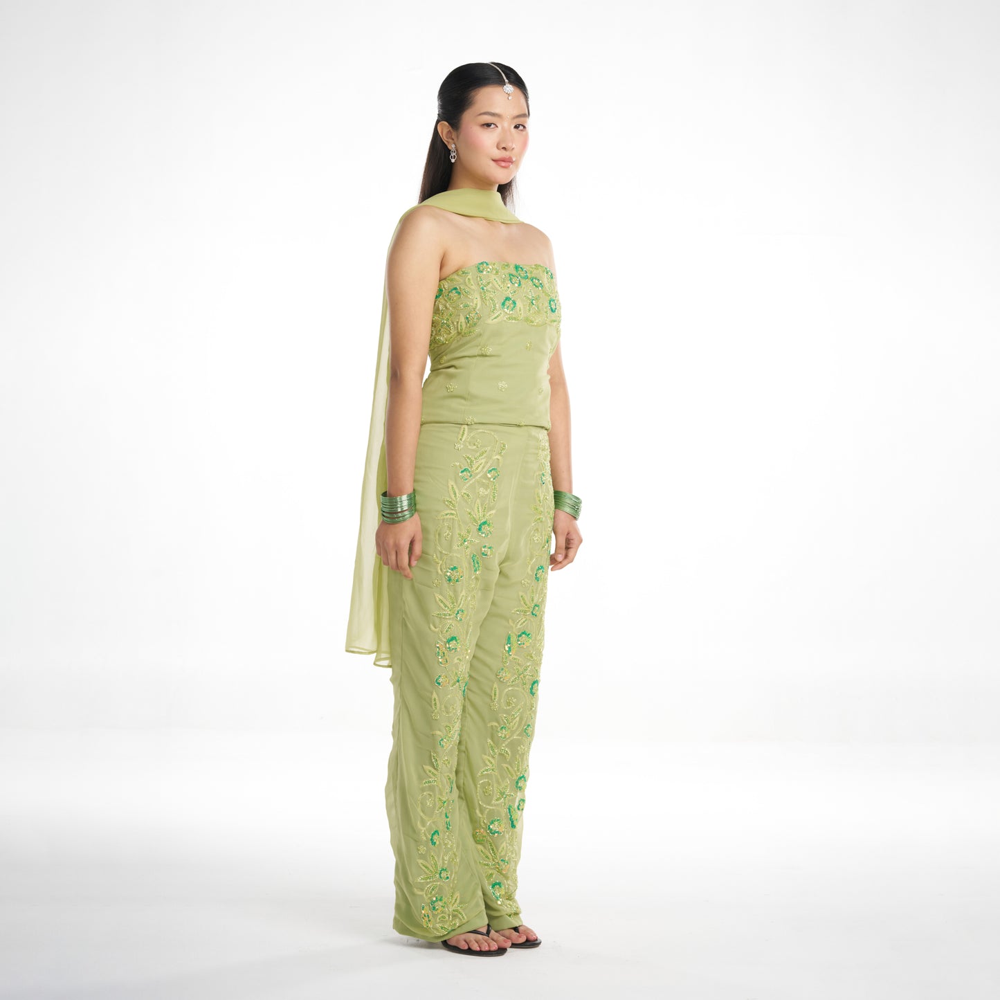 Rani, Pistachio Green Embellished Set