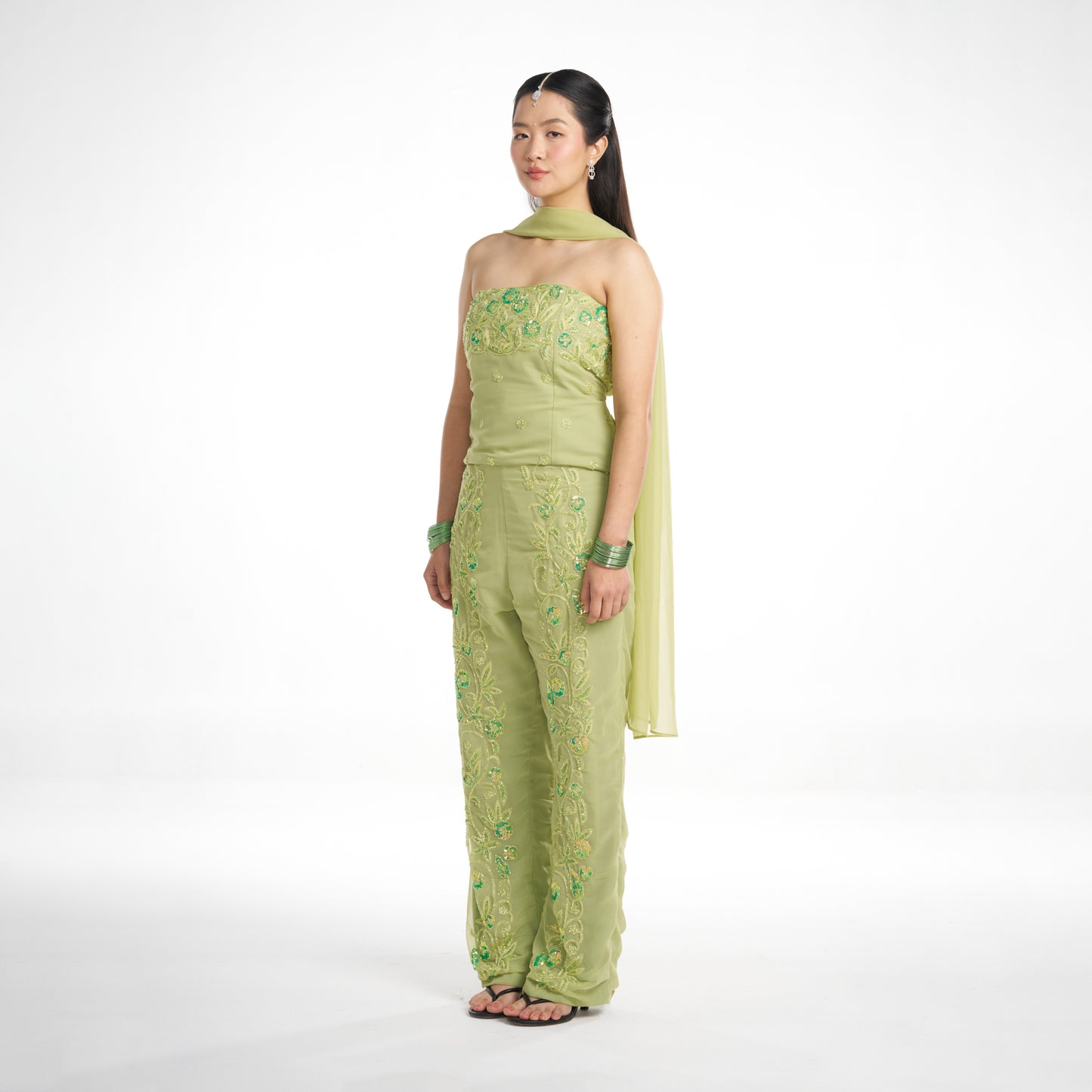 Rani, Pistachio Green Embellished Set