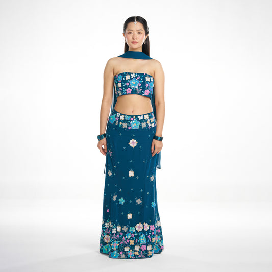 Mayure, Teal blue Mermaind lehenga set