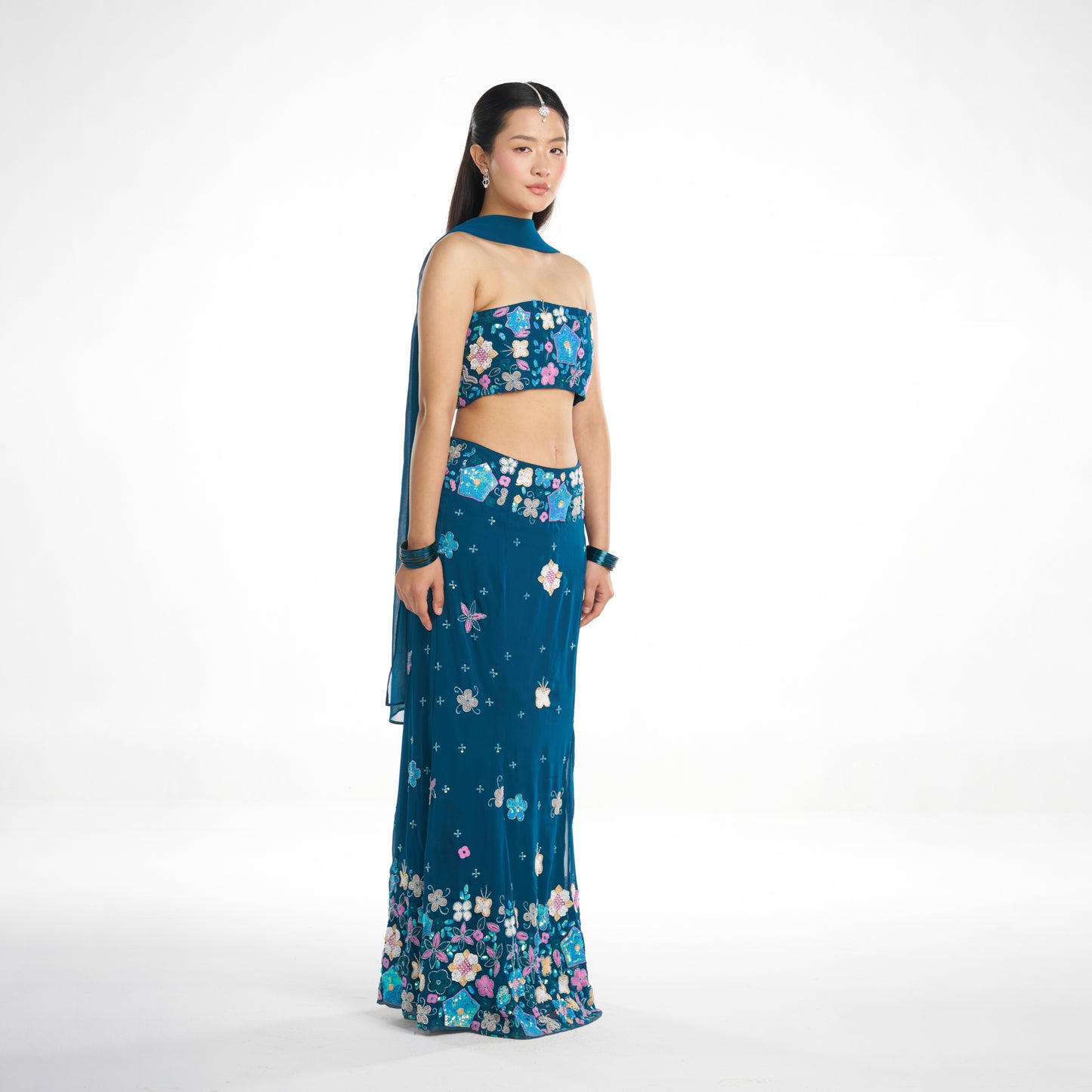 Mayura, Teal blue Mermaind lehenga set