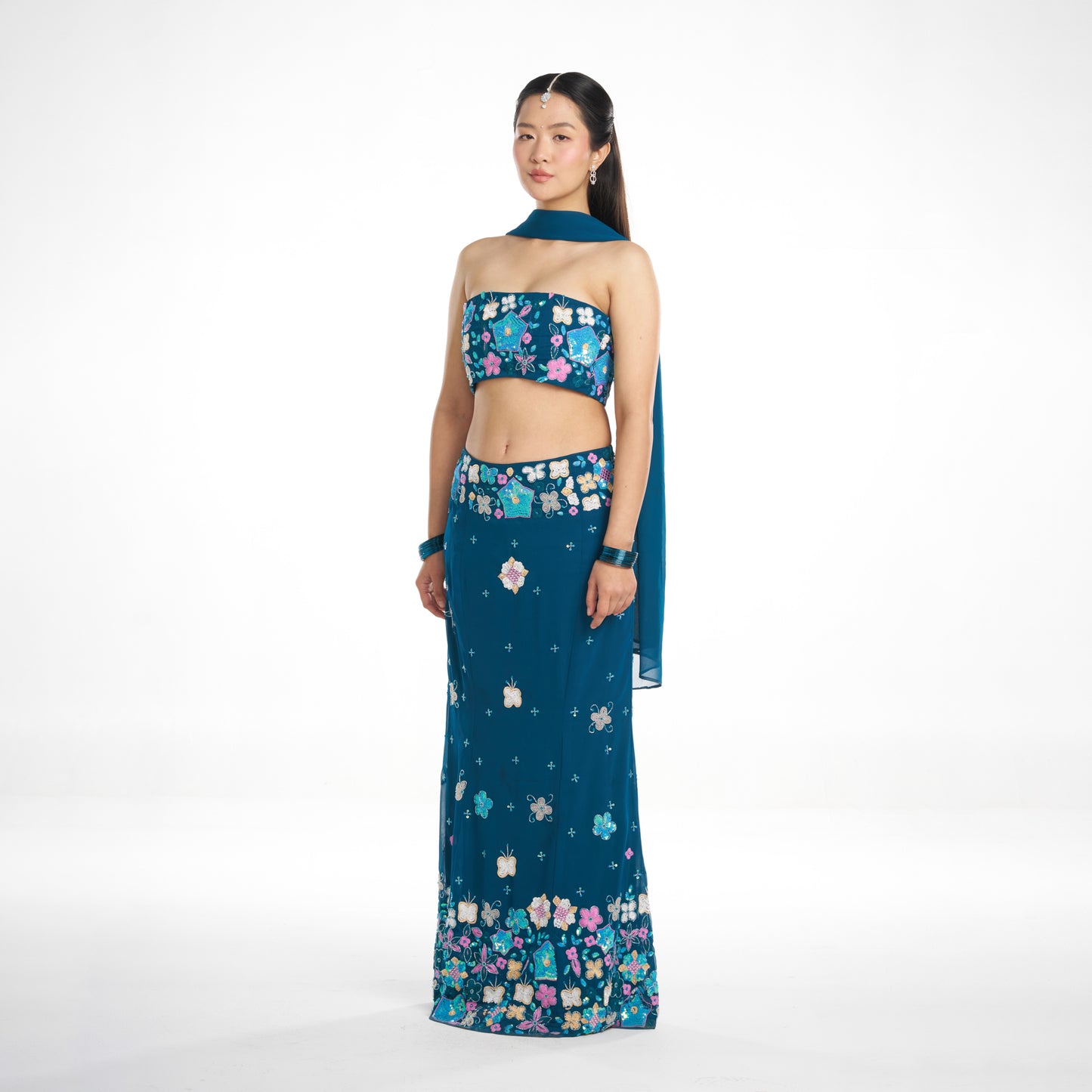 Mayura, Teal blue Mermaind lehenga set