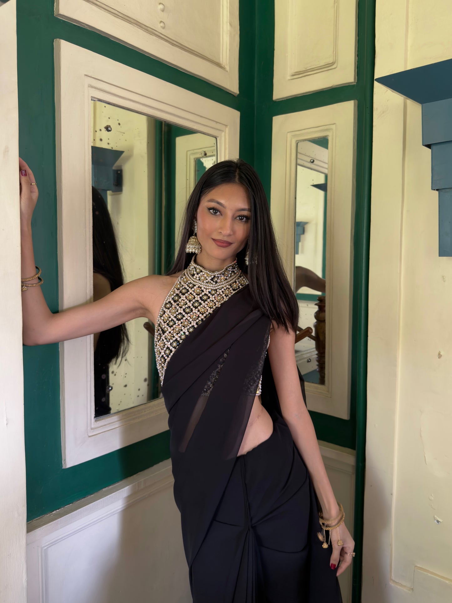 LUPLI Body On Me — Halter Neck Blouse Saree Set