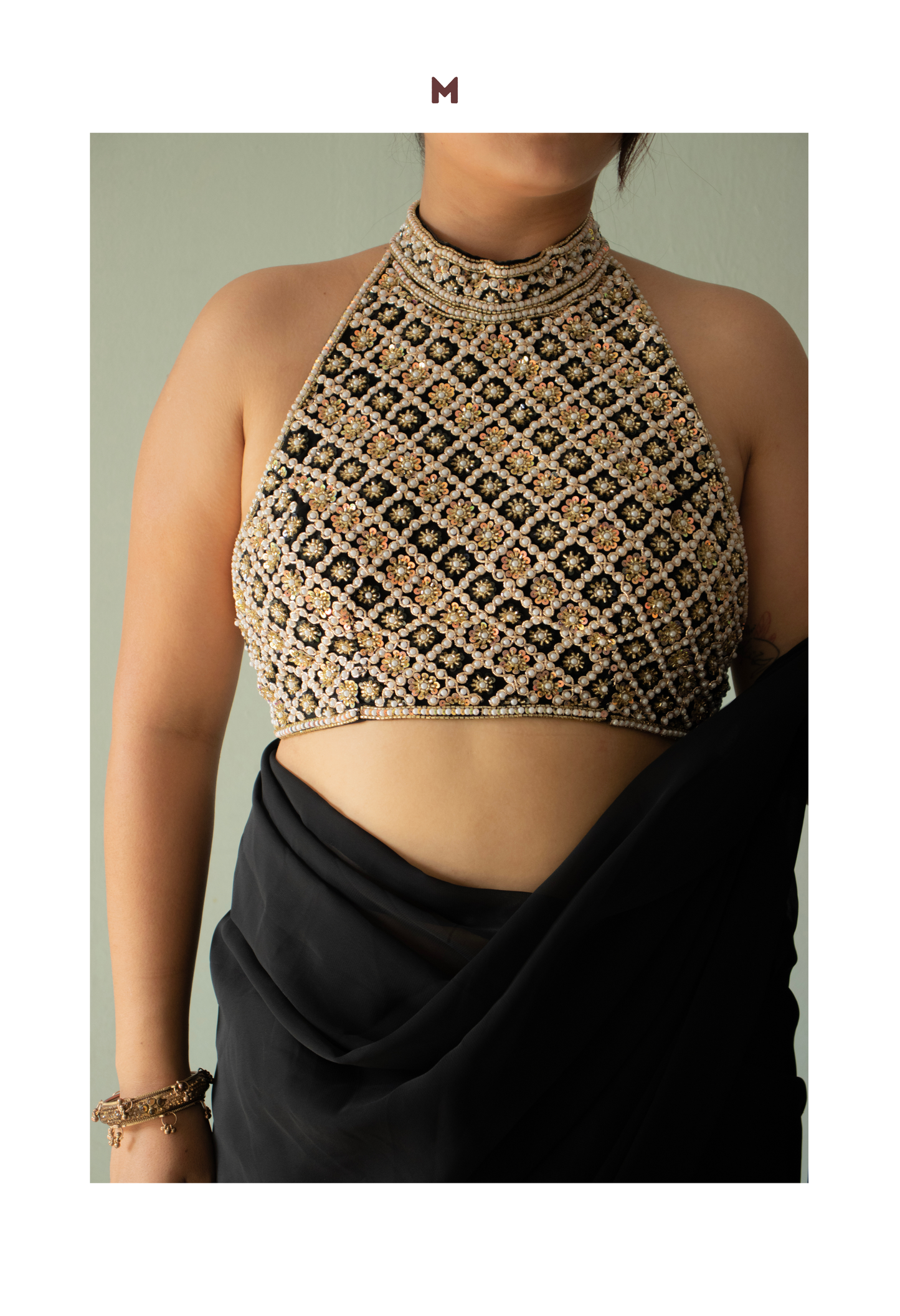 LUPLI Body On Me — Halter Neck Blouse Saree Set